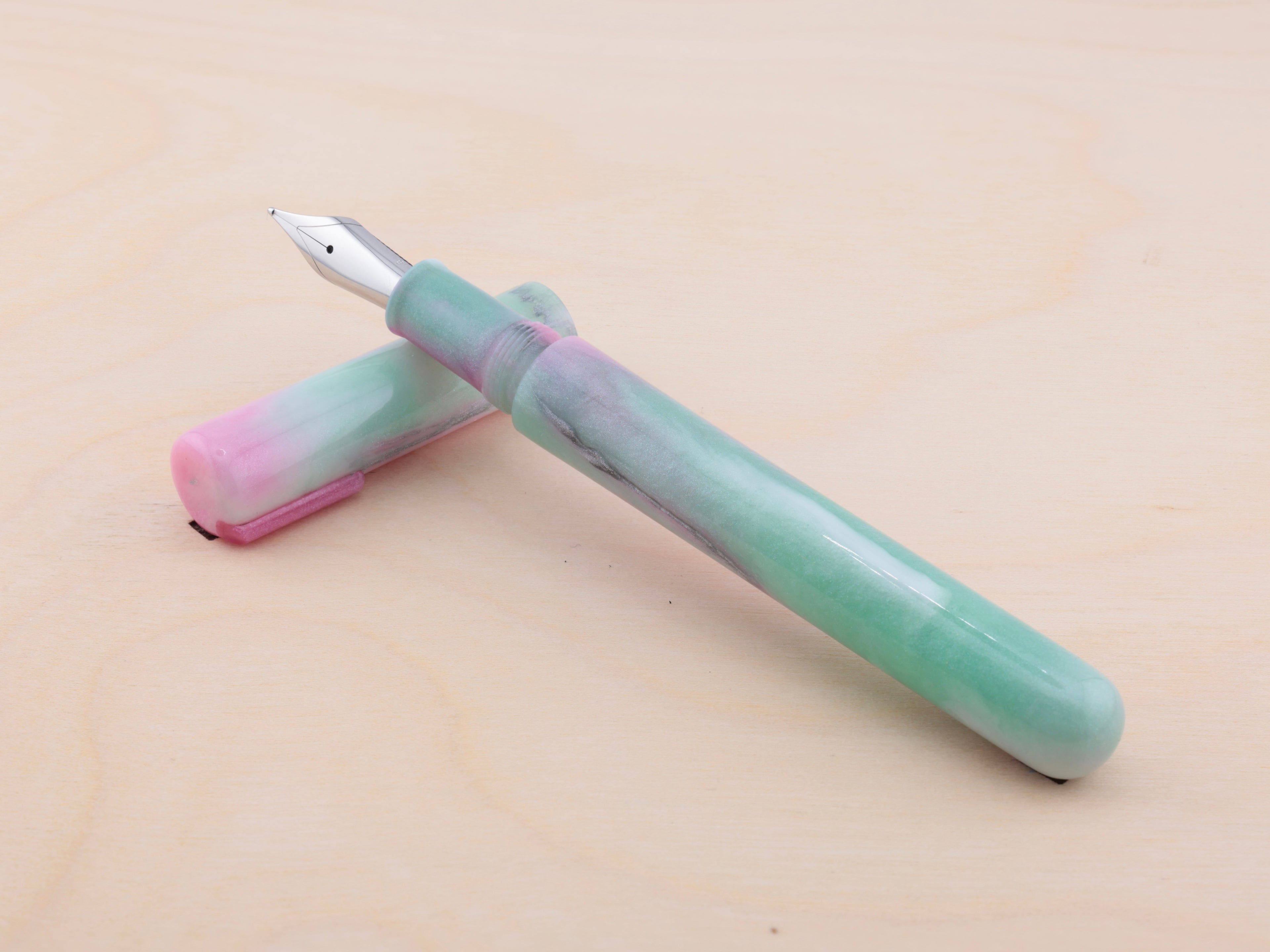 Silver Marble in Pink & Mint Watercolor (H)