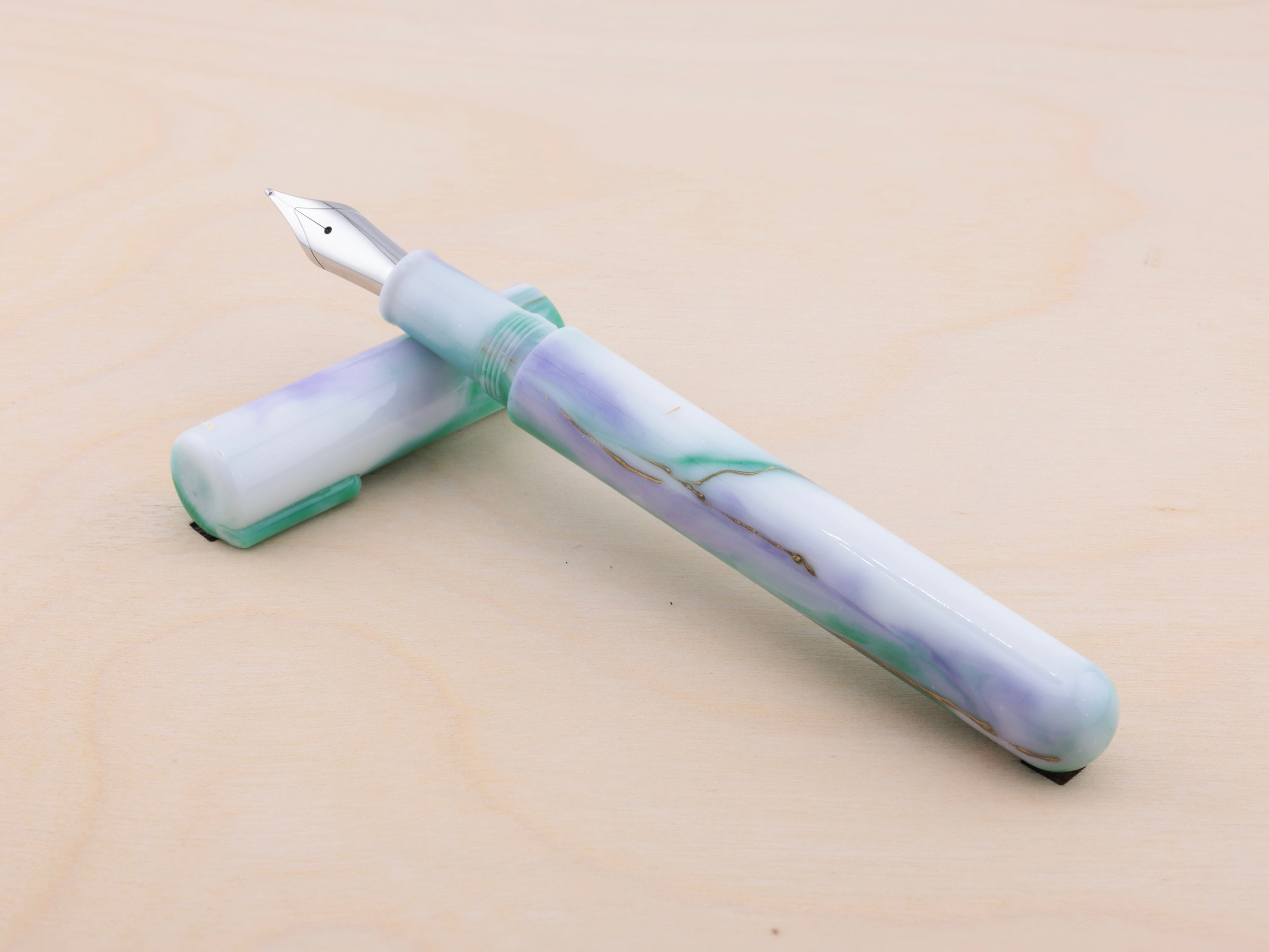 Gold Marble in Green & Purple Watercolor (H)